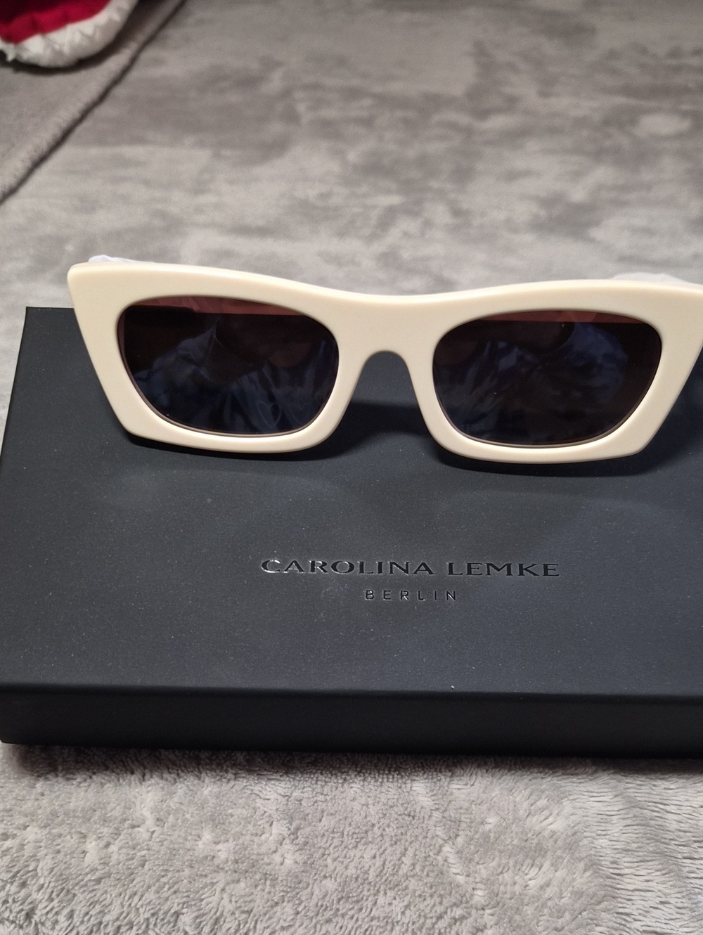 Carolina Lemke White Rectangular Sunglasses